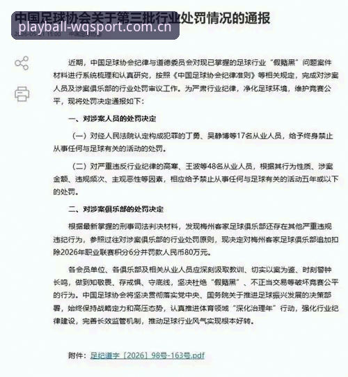 玩球体育安全吗评测 足协第三批禁足名单深度解读教程:玩球体育平台带你透析行业净化风暴